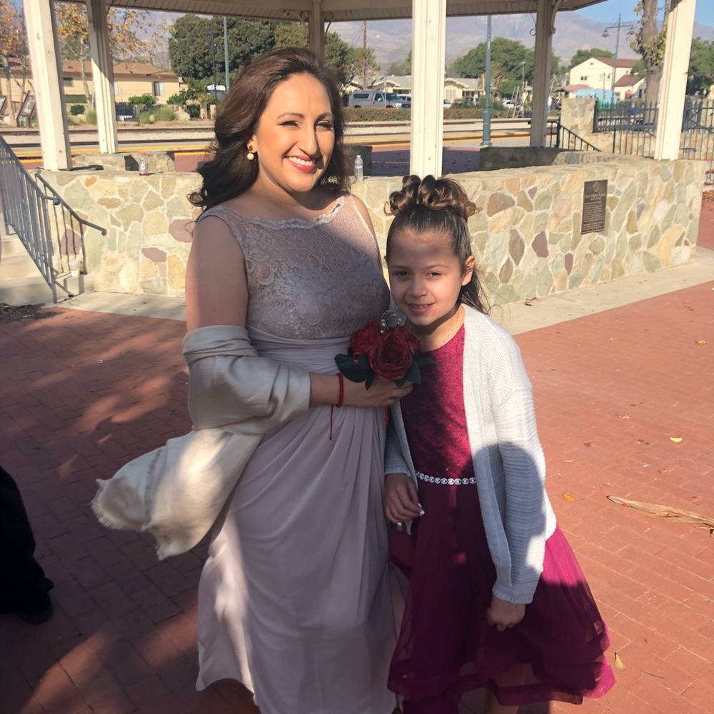 Good metallic David’s bridal dress